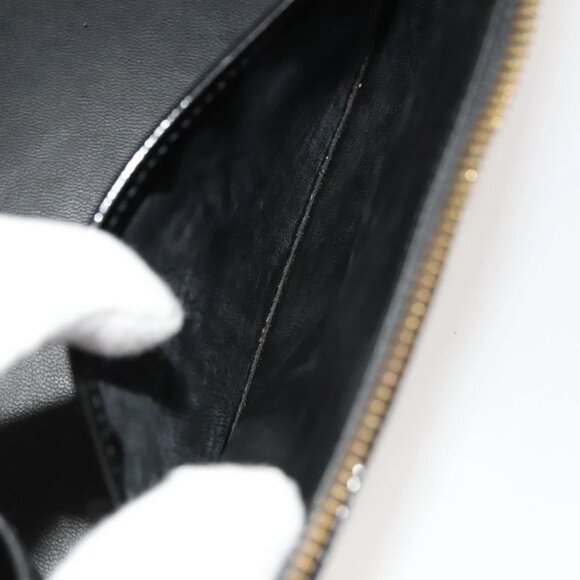 CHANEL Vanity Hand Bag Enamel 2way Black Gold CC Auth 130982 - Picture 12 of 16